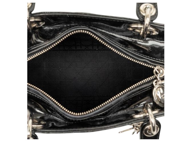 Dior Black Medium Patent Cannage Lady Dior Nero - vista 4