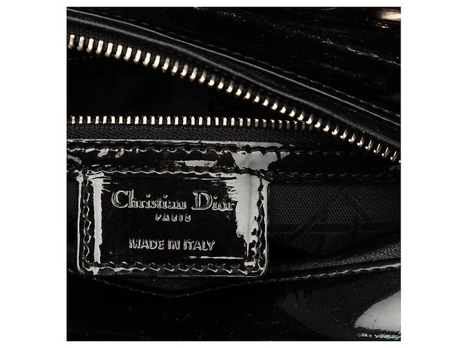 Dior Black Medium Patent Cannage Lady Dior Nero - vista 5