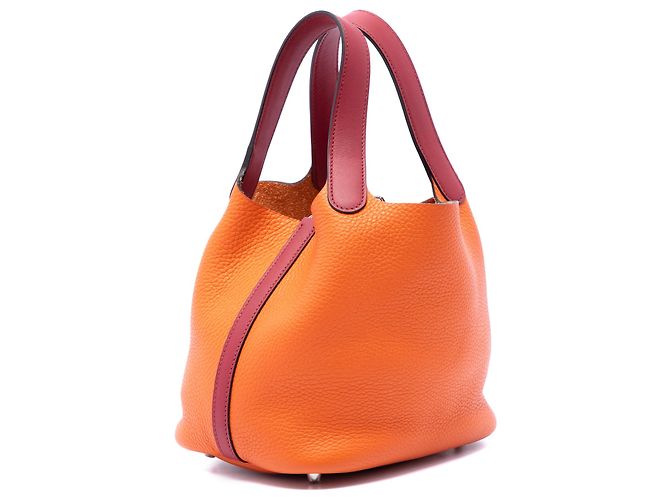 Hermès Orange Bicolor Clemence and Swift Picotin Lock 18 Laranja - vista 2