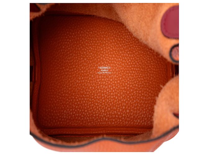 Hermès Orange Bicolor Clemence and Swift Picotin Lock 18 Laranja - vista 4