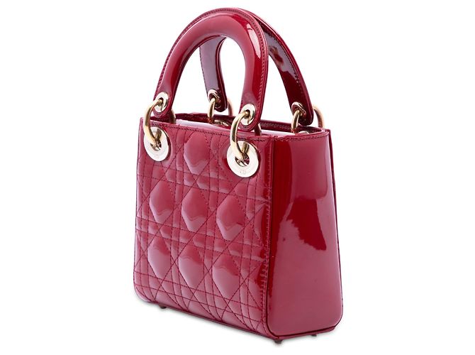 Dior Red Mini Patent Cannage Lady Dior Rosso Bordò - vista 2