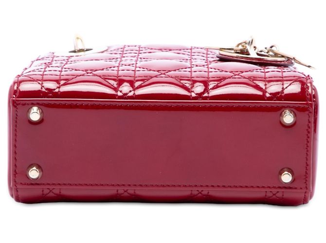 Dior Red Mini Patent Cannage Lady Dior Rosso Bordò - vista 3