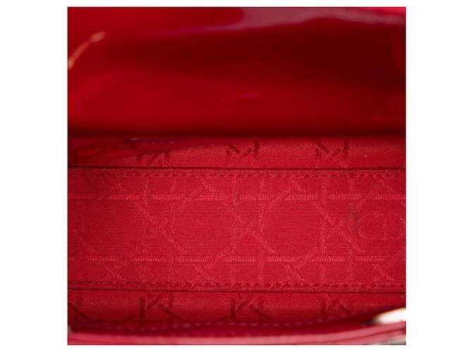 Dior Red Mini Patent Cannage Lady Dior Rosso Bordò - vista 4