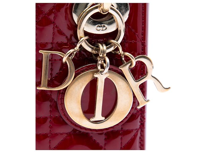 Dior Red Mini Patent Cannage Lady Dior Rosso Bordò - vista 5