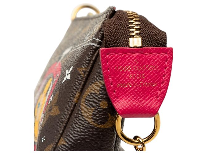 Louis Vuitton Brown Monogram Christmas Animation Mini Courchevel Pochette Accessories Marrone - vista 5