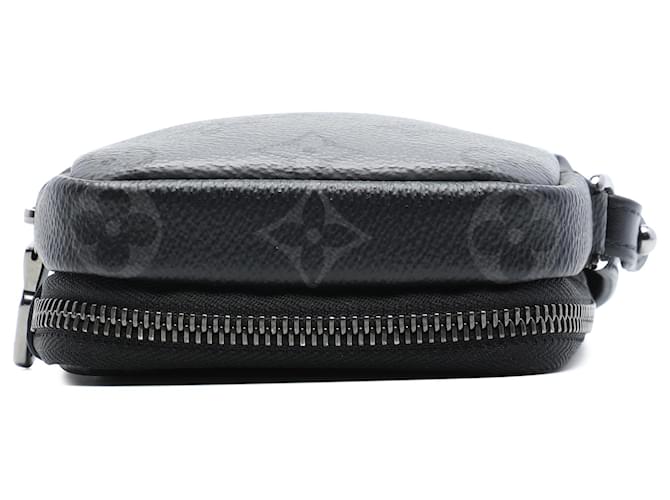 Louis Vuitton Black Monogram Eclipse Reverse Double Phone Pouch Nero - vista 3