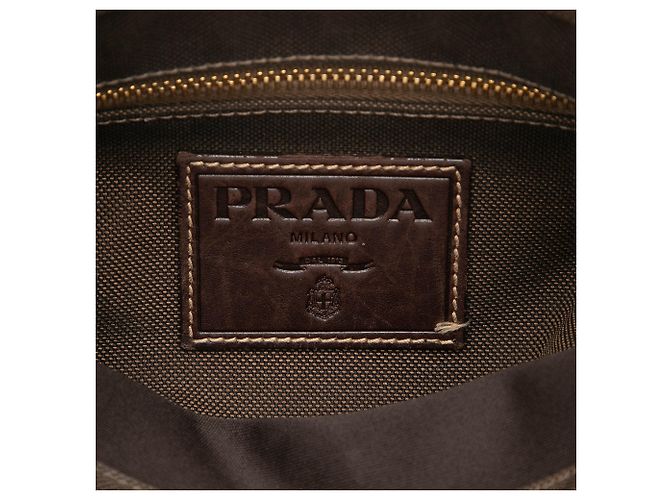 Prada Borsa a tracolla in tela Canapa logo marrone Marrone scuro - vista 5