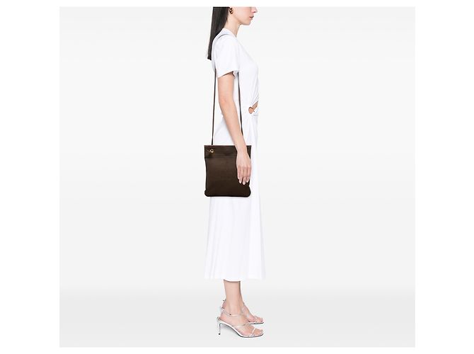 Prada Borsa a tracolla in tela Canapa logo marrone Marrone scuro - vista 6