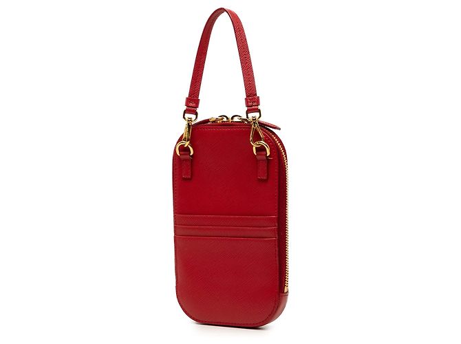 Portacellulari con zip Prada in Saffiano rosso - vista 2