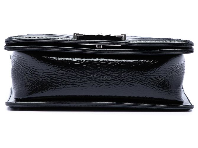 Chanel Black Small Quilted Crinkled Patent Boy Flap Noir - vue 3