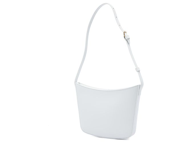 16 Céline Bolsa de Ombro Croque Celine Medium em couro de bezerro brilhante branca Branco Fora de branco - vista 2