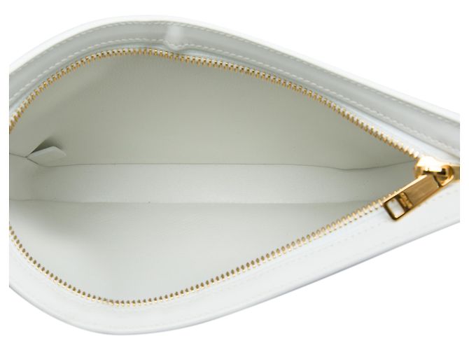 16 Céline Bolsa de Ombro Croque Celine Medium em couro de bezerro brilhante branca Branco Fora de branco - vista 4