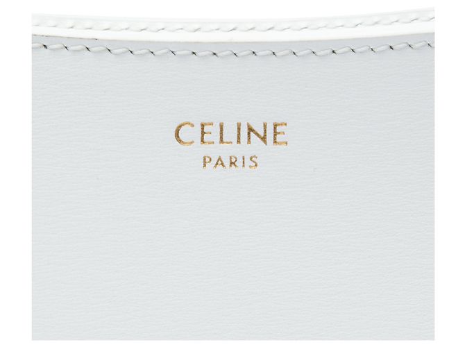 16 Céline Bolsa de Ombro Croque Celine Medium em couro de bezerro brilhante branca Branco Fora de branco - vista 5