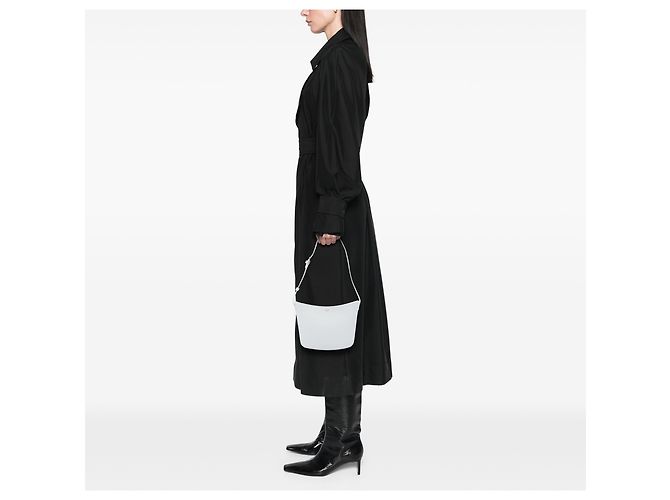16 Céline Bolsa de Ombro Croque Celine Medium em couro de bezerro brilhante branca Branco Fora de branco - vista 6
