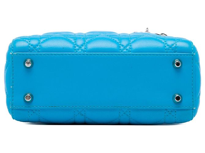 Dior Blue Mini Lambskin Cannage Lady Dior - vista 3