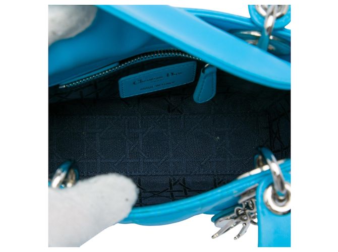 Dior Blue Mini Lambskin Cannage Lady Dior - vista 4
