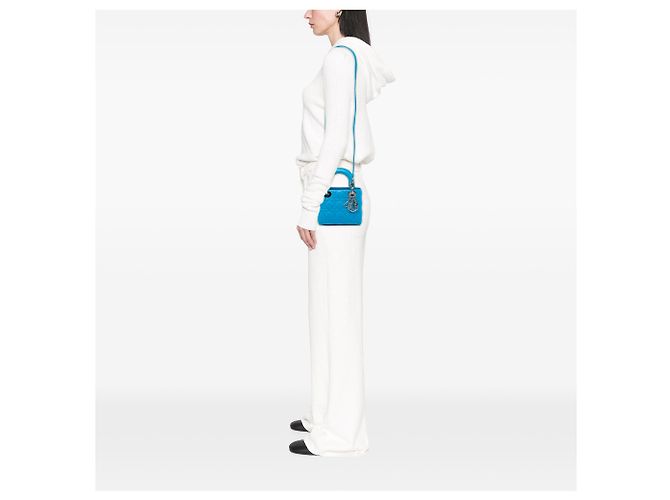 Dior Blue Mini Lambskin Cannage Lady Dior - vista 5