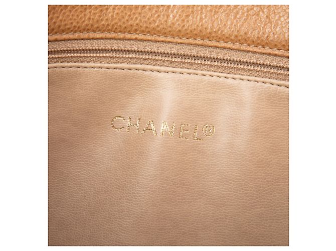 Borsa a tracolla Chanel Beige CC Caviar - vista 5