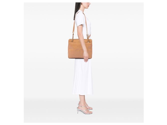 Borsa a tracolla Chanel Beige CC Caviar - vista 6