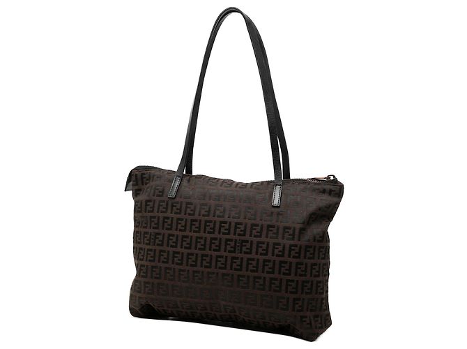 Borsa Tote Fendi in tela Zucchino marrone Marrone scuro - vista 2