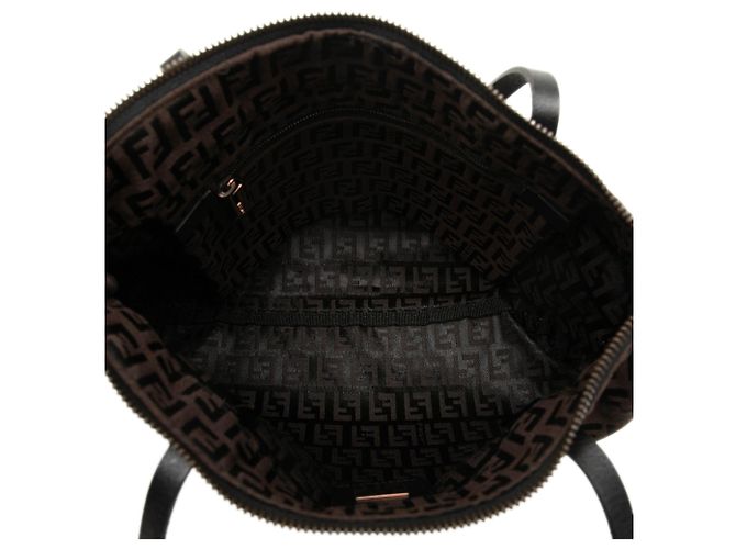 Borsa Tote Fendi in tela Zucchino marrone Marrone scuro - vista 4