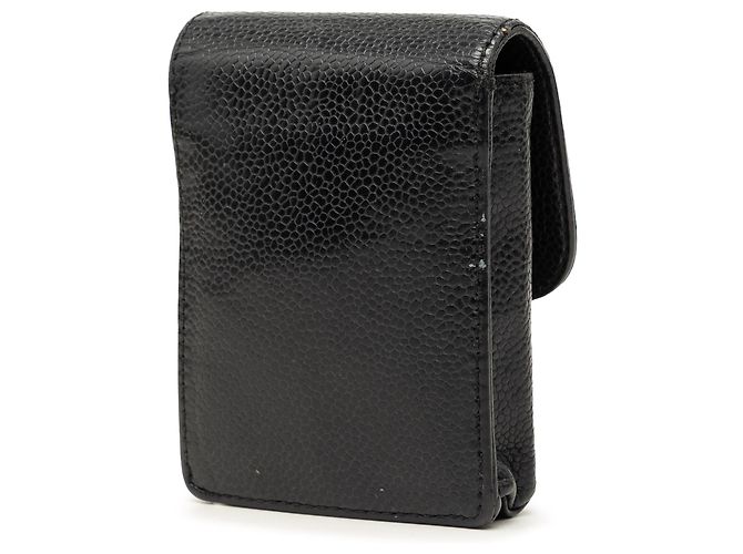 Portacigarette Chanel Black CC Caviar Nero - vista 2