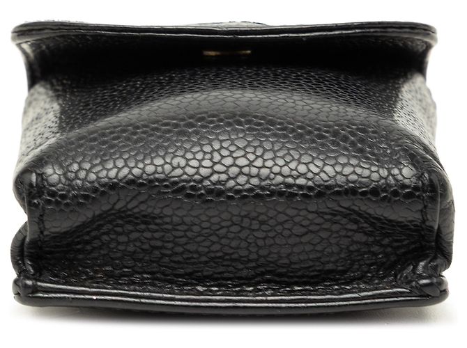 Portacigarette Chanel Black CC Caviar Nero - vista 3