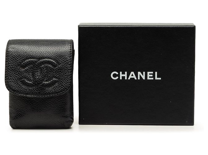 Portacigarette Chanel Black CC Caviar Nero - vista 7