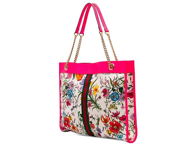 Borsa Tote Gucci Rajah Flora Large in tela bianca - vista 2