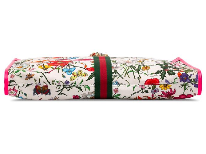 Borsa Tote Gucci Rajah Flora Large in tela bianca - vista 3