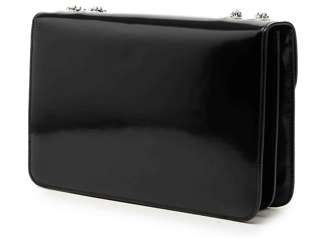 Gucci Borsa a Tracolla Media in Vernice Nera con G Intrecciate Nero - vista 2