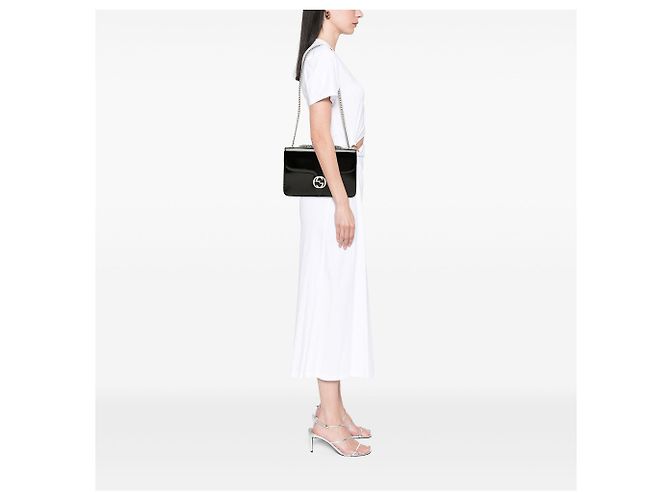 Gucci Borsa a Tracolla Media in Vernice Nera con G Intrecciate Nero - vista 6