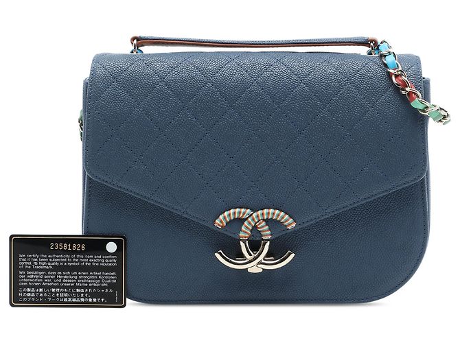 Chanel Blue Small Caviar Paris Cuba Thread Around Flap - vista 7