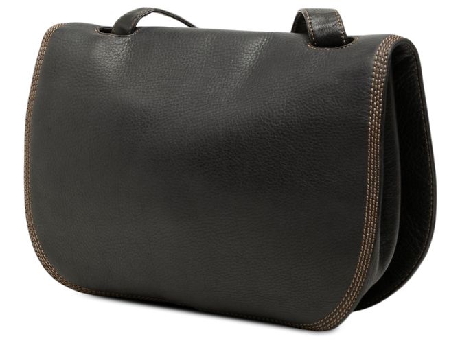 Borsa a tracolla con patta Anagram in pelle nera LOEWE Nero - vista 2