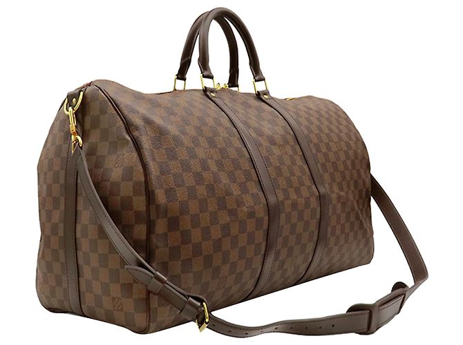 Louis Vuitton Brown Damier Ebene Keepall Bandouliere 55 Marrone - vista 2