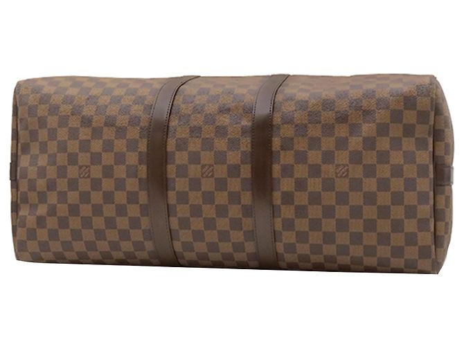 Louis Vuitton Brown Damier Ebene Keepall Bandouliere 55 Marrone - vista 4