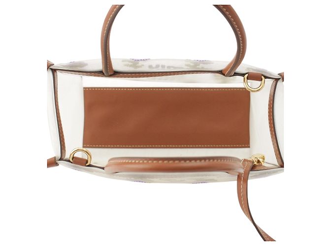 Sac à main Miu Miu en maille brodée avec garnitures en cuir blanc - vue 4