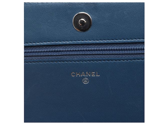 Portafoglio Chanel Boy Wallet On Chain in pelle d'agnello blu con cristalli Blu navy - vista 5