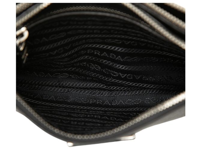 Prada Borsa crossbody a doppia zip in Vitello Phenix nero - vista 4