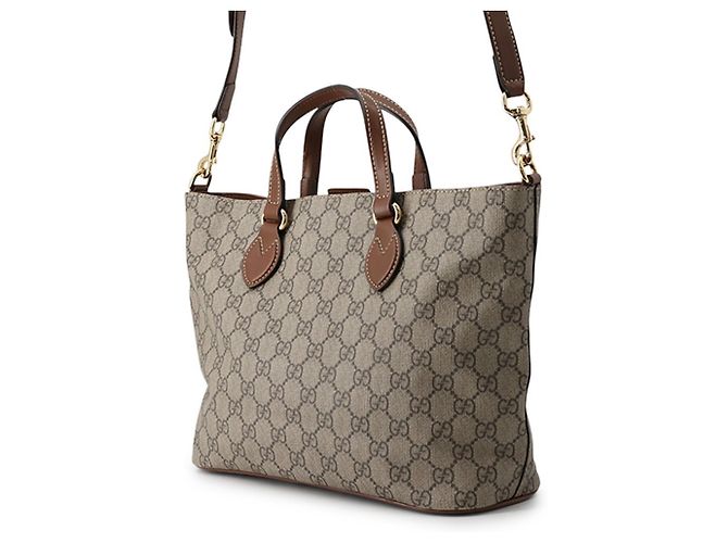 Gucci GG Supreme Leder-Tote-Bag Braun Beige - Ansicht 2