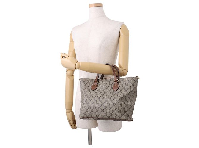 Gucci GG Supreme Leder-Tote-Bag Braun Beige - Ansicht 4