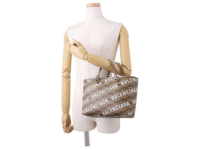 Borsa Balenciaga Signature BB Monogram Small Marrone - vista 4