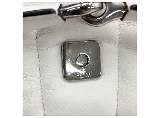 Borsa a mano piccola in pelle Gucci Horsebit Chain Bianco - vista 14