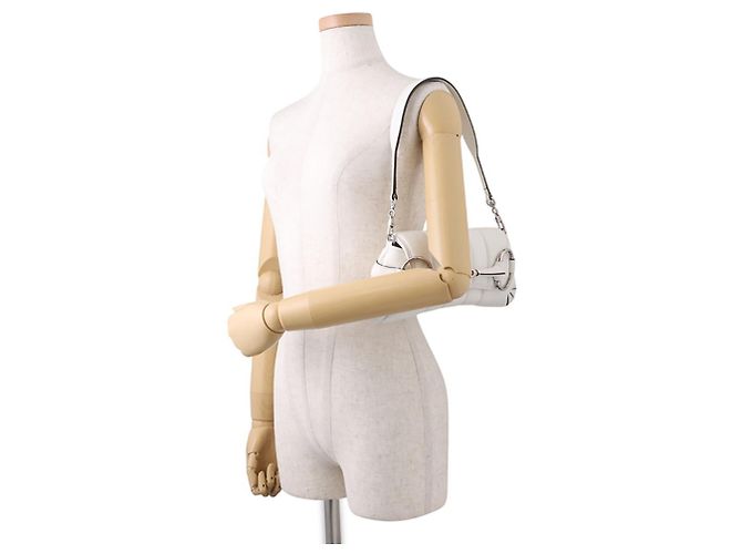 Borsa a mano piccola in pelle Gucci Horsebit Chain Bianco - vista 5