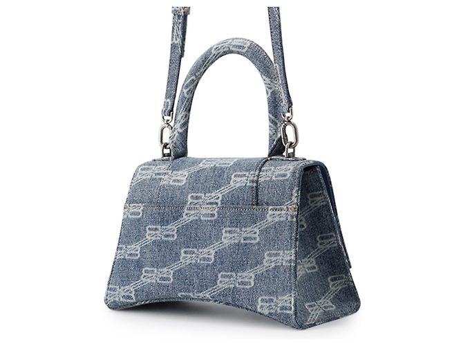 Borsa a mano Balenciaga Hourglass BB Monogram Small Blu - vista 2