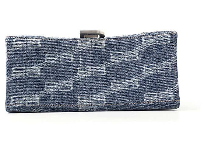 Borsa a mano Balenciaga Hourglass BB Monogram Small Blu - vista 3