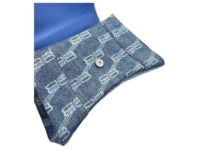Borsa a mano Balenciaga Hourglass BB Monogram Small Blu - vista 9
