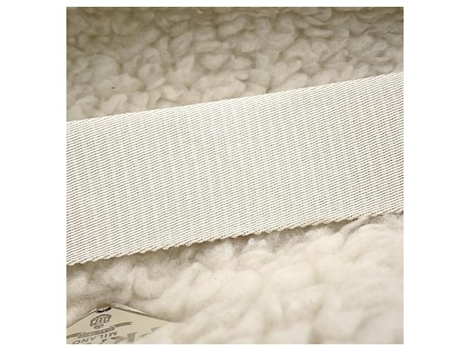 Borsa Tote piccola Prada Triangle in shearling Bianco - vista 12