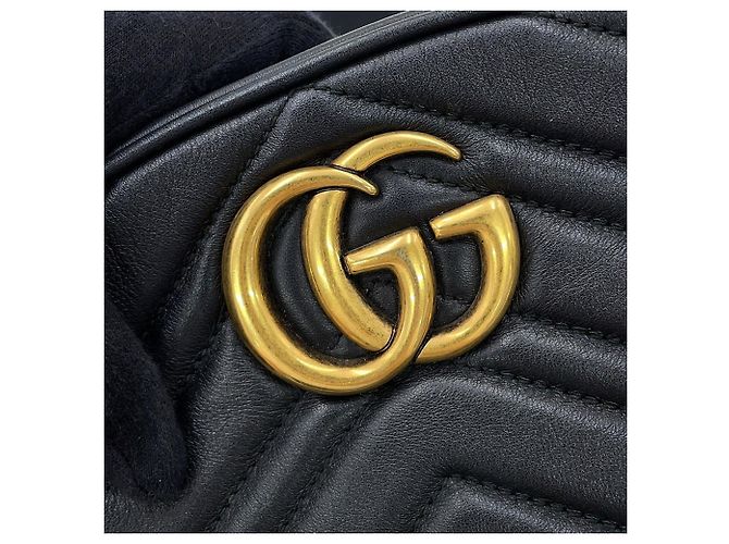 Borsa a tracolla Gucci GG Marmont in pelle Nero - vista 13