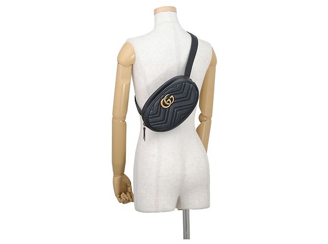 Borsa a tracolla Gucci GG Marmont in pelle Nero - vista 5